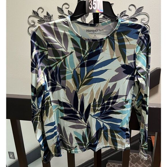 Hang Ten Women's Leaf Print Top - Multicolor Small #357 - Picture 1 of 5